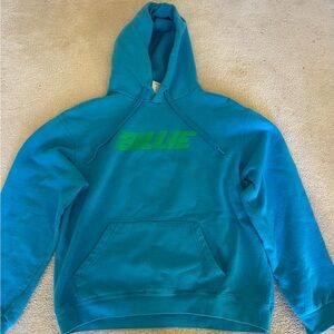 official Billie Eilish Neon Blue 'Thermal Photo' Pullover Hoodie.  Sz L